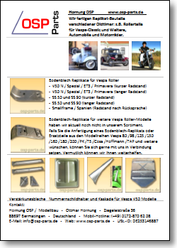 PDF Flyer: ‚Our Product Portfolio in OSP Parts Shop‘ available as download