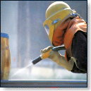 Sandblasting works in large cabins